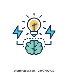 Stylish Brainstorming Icon for Group Thinking