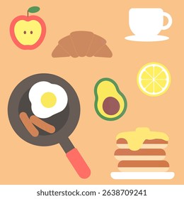 Stylish breakfast illustration set, hand-drawn style