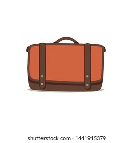 Stylish briefcase.  Bag for travel, things, clothes.  Isolated flat vector illustration on background.