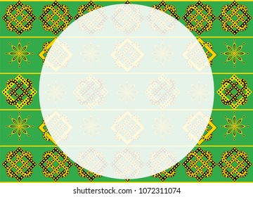 Stylish bright green page template with an intricate golden ornament