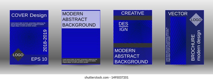Stylish brochure design template set.  Abstract cover. Positive design template. Creative backgrounds with abstract gradient linear waves to create a fashionable  banner, poster.
