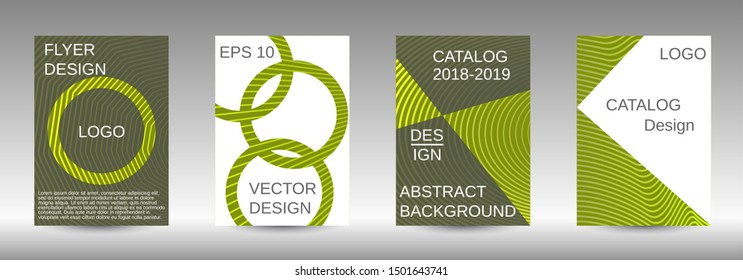 Stylish brochure design template set.  Abstract cover. Positive design template. Creative backgrounds with abstract gradient linear waves to create a fashionable  banner, poster.