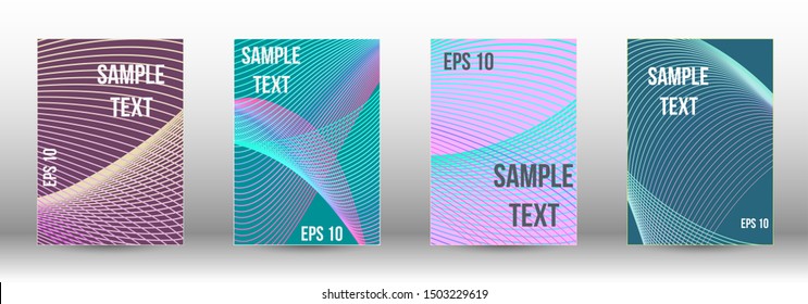 Stylish brochure design template set.  Abstract cover. Positive design template. Creative backgrounds with abstract gradient linear waves to create a fashionable  banner, poster.