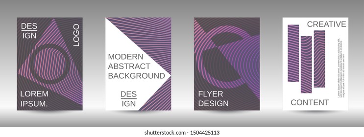 Stylish brochure design template set.  Abstract cover. Positive design template. Creative backgrounds with abstract gradient linear waves to create a fashionable  banner, poster.