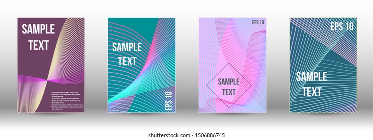 Stylish brochure design template set.  Abstract cover. Positive design template. Creative backgrounds with abstract gradient linear waves to create a fashionable  banner, poster.
