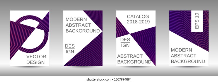 Stylish brochure design template set.  Abstract cover. Positive design template. Creative backgrounds with abstract gradient linear waves to create a fashionable  banner, poster.