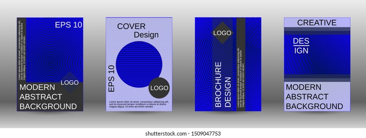 Stylish brochure design template set.  Abstract cover. Positive design template. Creative backgrounds with abstract gradient linear waves to create a fashionable  banner, poster.
