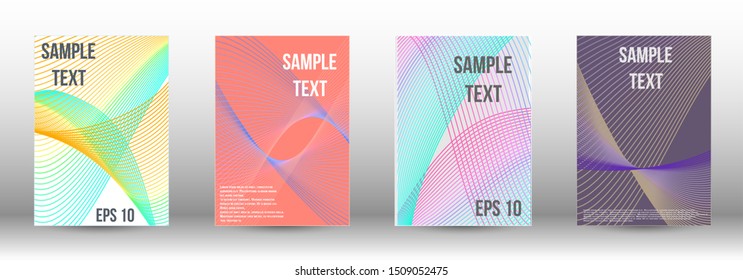Stylish brochure design template set.  Abstract cover. Positive design template. Creative backgrounds with abstract gradient linear waves to create a fashionable  banner, poster.