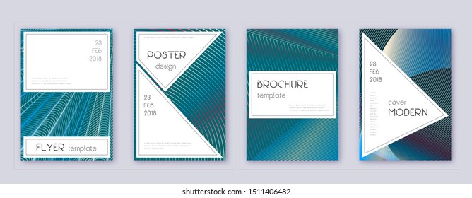 Stylish brochure design template set. Red abstract lines on white blue background. Bewitching brochure design. Divine catalog, poster, book template etc.