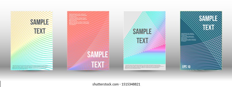 Stylish brochure design template set.  Abstract cover. Positive design template. Creative backgrounds with abstract gradient linear waves to create a fashionable  banner, poster.