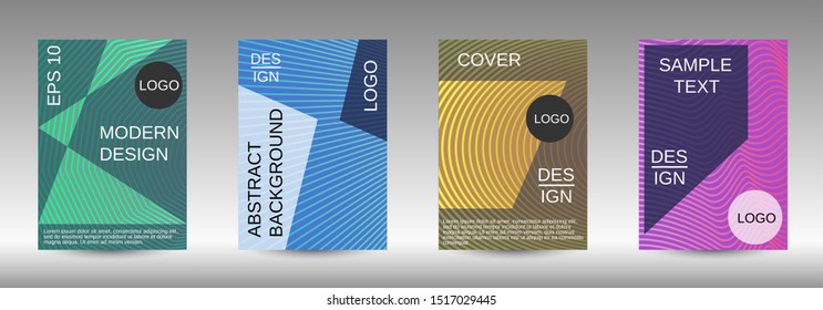 Stylish brochure design template set.  Abstract cover. Positive design template. Creative backgrounds with abstract gradient linear waves to create a fashionable  banner, poster.