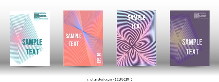 Stylish brochure design template set.  Abstract cover. Positive design template. Creative backgrounds with abstract gradient linear waves to create a fashionable  banner, poster.