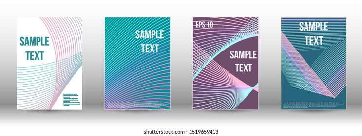 Stylish brochure design template set.  Abstract cover. Positive design template. Creative backgrounds with abstract gradient linear waves to create a fashionable  banner, poster.