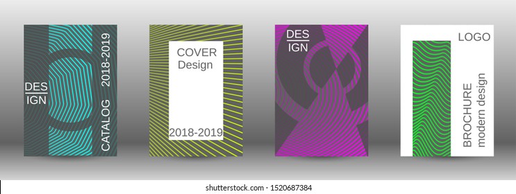 Stylish brochure design template set.  Abstract cover. Positive design template. Creative backgrounds with abstract gradient linear waves to create a fashionable  banner, poster.