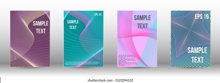 Stylish brochure design template set.  Abstract cover. Positive design template. Creative backgrounds with abstract gradient linear waves to create a fashionable  banner, poster.