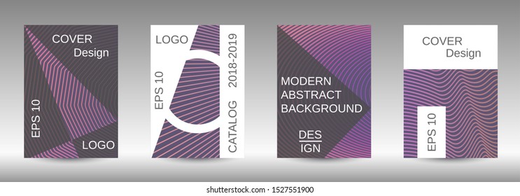 Stylish brochure design template set.  Abstract cover. Positive design template. Creative backgrounds with abstract gradient linear waves to create a fashionable  banner, poster.