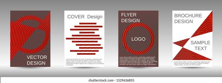 Stylish brochure design template set.  Abstract cover. Positive design template. Creative backgrounds with abstract gradient linear waves to create a fashionable  banner, poster.