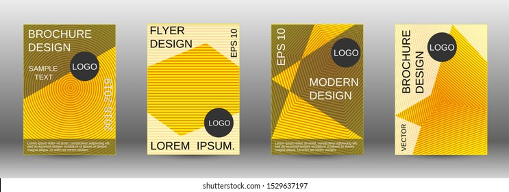 Stylish brochure design template set.  Abstract cover. Positive design template. Creative backgrounds with abstract gradient linear waves to create a fashionable  banner, poster.