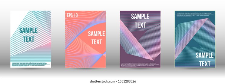 Stylish brochure design template set.  Abstract cover. Positive design template. Creative backgrounds with abstract gradient linear waves to create a fashionable  banner, poster.