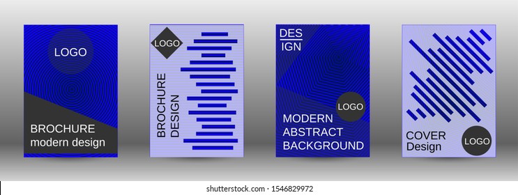 Stylish brochure design template set.  Abstract cover. Positive design template. Creative backgrounds with abstract gradient linear waves to create a fashionable  banner, poster.