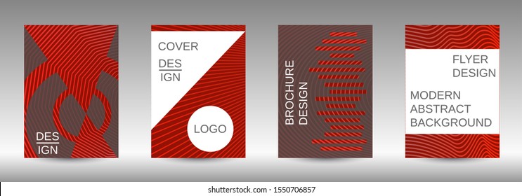 Stylish brochure design template set.  Abstract cover. Positive design template. Creative backgrounds with abstract gradient linear waves to create a fashionable  banner, poster.