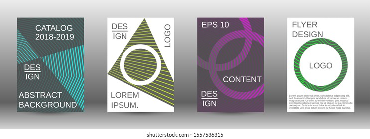 Stylish brochure design template set.  Abstract cover. Positive design template. Creative backgrounds with abstract gradient linear waves to create a fashionable  banner, poster.