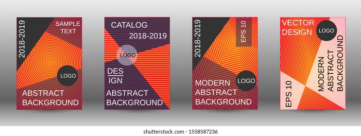 Stylish brochure design template set.  Abstract cover. Positive design template. Creative backgrounds with abstract gradient linear waves to create a fashionable  banner, poster.