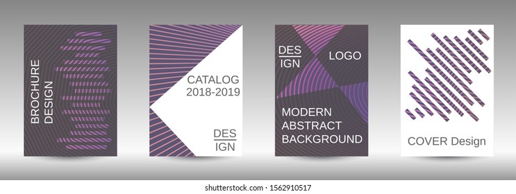 Stylish brochure design template set.  Abstract cover. Positive design template. Creative backgrounds with abstract gradient linear waves to create a fashionable  banner, poster.