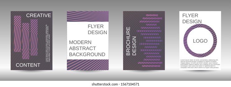 Stylish brochure design template set.  Abstract cover. Positive design template. Creative backgrounds with abstract gradient linear waves to create a fashionable  banner, poster.