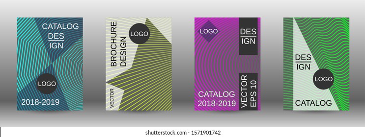 Stylish brochure design template set.  Abstract cover. Positive design template. Creative backgrounds with abstract gradient linear waves to create a fashionable  banner, poster.