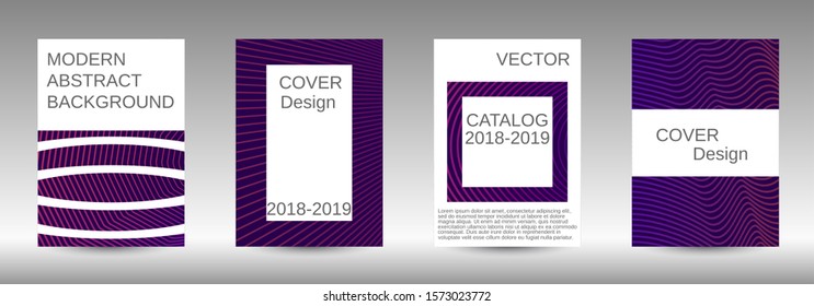 Stylish brochure design template set.  Abstract cover. Positive design template. Creative backgrounds with abstract gradient linear waves to create a fashionable  banner, poster.