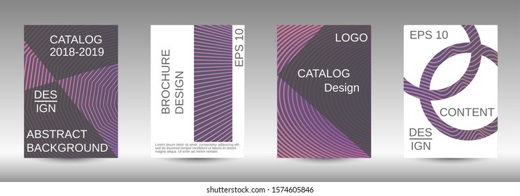 Stylish brochure design template set.  Abstract cover. Positive design template. Creative backgrounds with abstract gradient linear waves to create a fashionable  banner, poster.