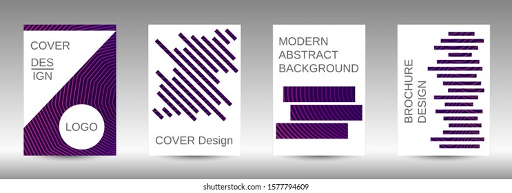 Stylish brochure design template set.  Abstract cover. Positive design template. Creative backgrounds with abstract gradient linear waves to create a fashionable  banner, poster.