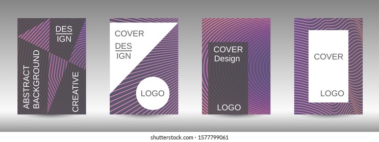 Stylish brochure design template set.  Abstract cover. Positive design template. Creative backgrounds with abstract gradient linear waves to create a fashionable  banner, poster.