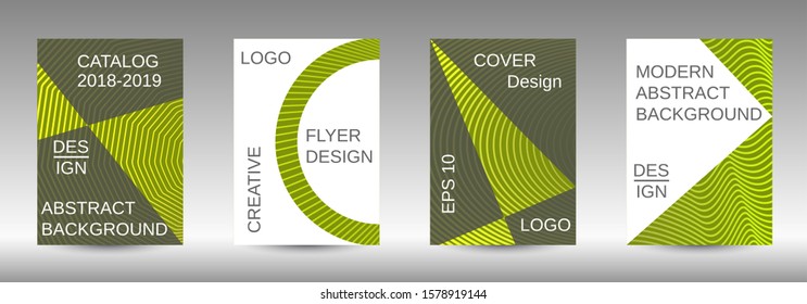 Stylish brochure design template set.  Abstract cover. Positive design template. Creative backgrounds with abstract gradient linear waves to create a fashionable  banner, poster.