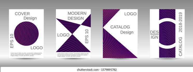 Stylish brochure design template set.  Abstract cover. Positive design template. Creative backgrounds with abstract gradient linear waves to create a fashionable  banner, poster.