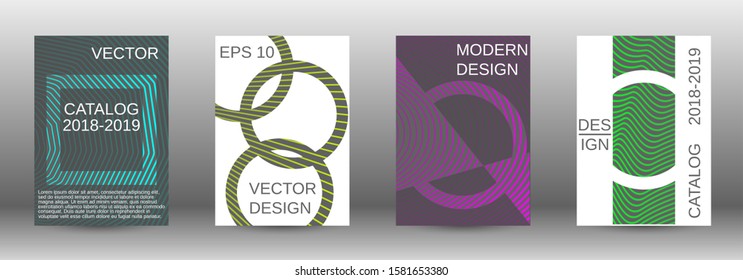 Stylish brochure design template set.  Abstract cover. Positive design template. Creative backgrounds with abstract gradient linear waves to create a fashionable  banner, poster.