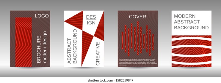 Stylish brochure design template set.  Abstract cover. Positive design template. Creative backgrounds with abstract gradient linear waves to create a fashionable  banner, poster.