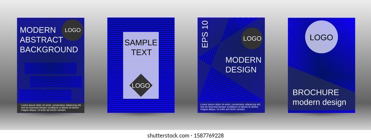 Stylish brochure design template set.  Abstract cover. Positive design template. Creative backgrounds with abstract gradient linear waves to create a fashionable  banner, poster.