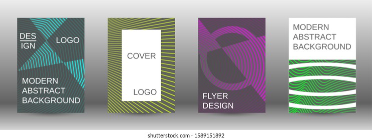 Stylish brochure design template set.  Abstract cover. Positive design template. Creative backgrounds with abstract gradient linear waves to create a fashionable  banner, poster.