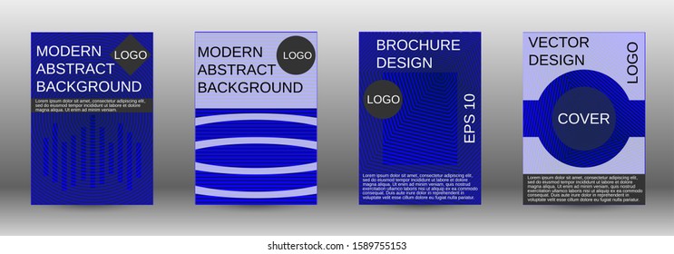 Stylish brochure design template set.  Abstract cover. Positive design template. Creative backgrounds with abstract gradient linear waves to create a fashionable  banner, poster.