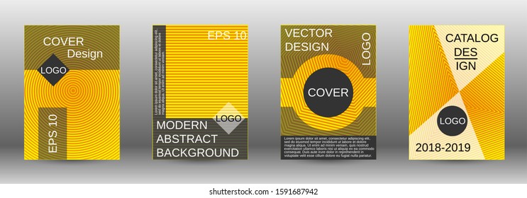 Stylish brochure design template set.  Abstract cover. Positive design template. Creative backgrounds with abstract gradient linear waves to create a fashionable  banner, poster.