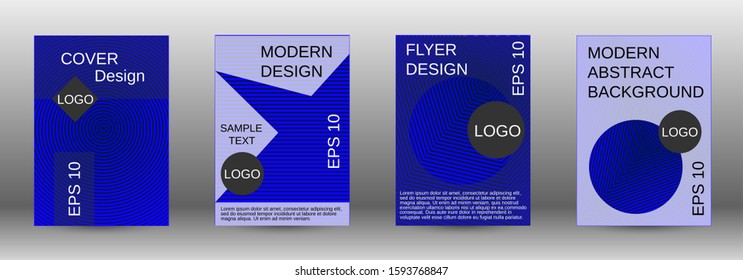 Stylish brochure design template set.  Abstract cover. Positive design template. Creative backgrounds with abstract gradient linear waves to create a fashionable  banner, poster.