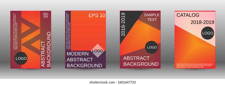 Stylish brochure design template set.  Abstract cover. Positive design template. Creative backgrounds with abstract gradient linear waves to create a fashionable  banner, poster.