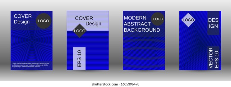 Stylish brochure design template set.  Abstract cover. Positive design template. Creative backgrounds with abstract gradient linear waves to create a fashionable  banner, poster.