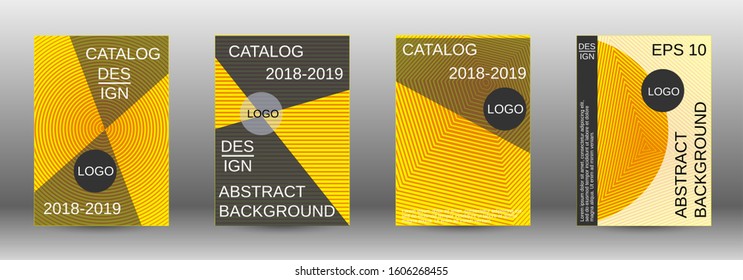 Stylish brochure design template set.  Abstract cover. Positive design template. Creative backgrounds with abstract gradient linear waves to create a fashionable  banner, poster.