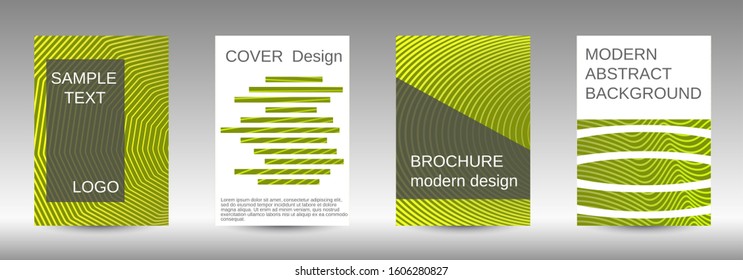 Stylish brochure design template set.  Abstract cover. Positive design template. Creative backgrounds with abstract gradient linear waves to create a fashionable  banner, poster.