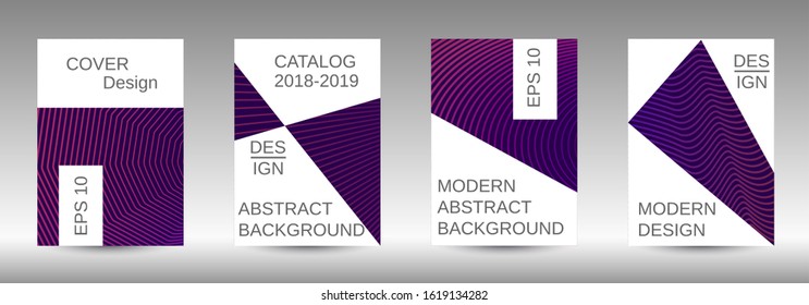 Stylish brochure design template set.  Abstract cover. Positive design template. Creative backgrounds with abstract gradient linear waves to create a fashionable  banner, poster.
