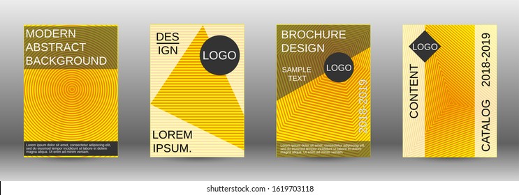 Stylish brochure design template set.  Abstract cover. Positive design template. Creative backgrounds with abstract gradient linear waves to create a fashionable  banner, poster.