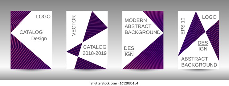 Stylish brochure design template set.  Abstract cover. Positive design template. Creative backgrounds with abstract gradient linear waves to create a fashionable  banner, poster.
